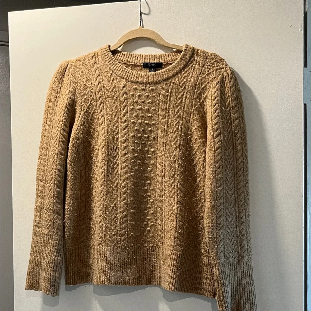 J. Crew Camel Cable Knit wool blend Sweater S - Picture 1 of 9
